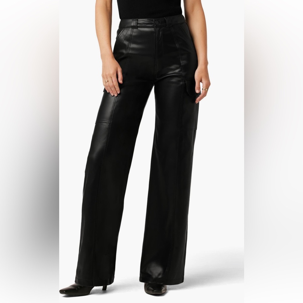 NEW Hudson Jeans High Waist Wide Leg Leather Cargo Pants